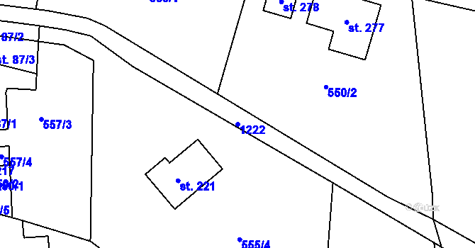 Parcela st. 1222 v KÚ Javorník u Svitav, Katastrální mapa