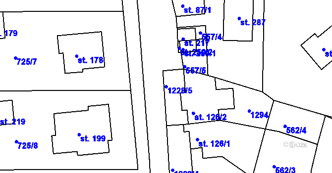 Parcela st. 1228/5 v KÚ Javorník u Svitav, Katastrální mapa