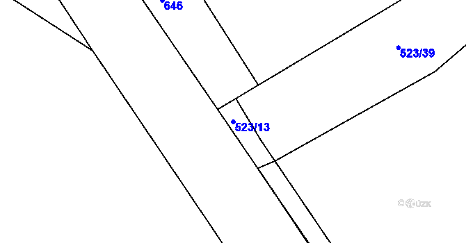 Parcela st. 523/13 v KÚ Javorník u Svitav, Katastrální mapa