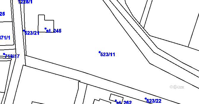 Parcela st. 523/11 v KÚ Javorník u Svitav, Katastrální mapa
