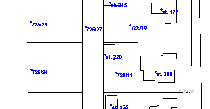 Parcela st. 220 v KÚ Javorník u Svitav, Katastrální mapa