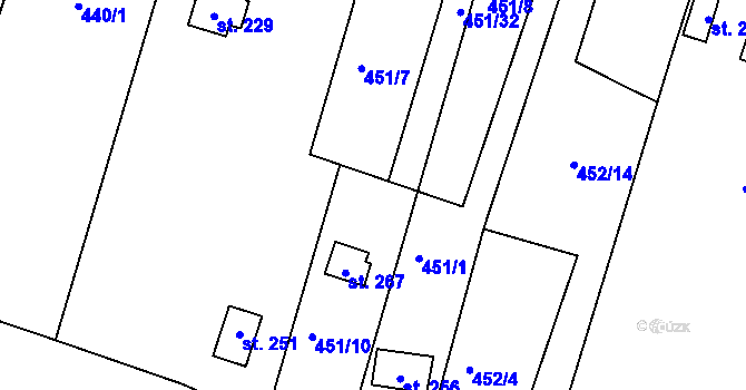 Parcela st. 451/31 v KÚ Javorník u Svitav, Katastrální mapa