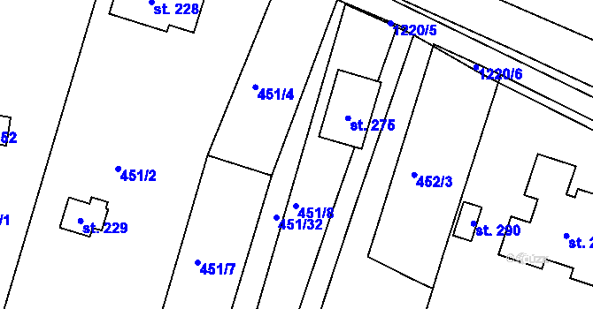 Parcela st. 451/33 v KÚ Javorník u Svitav, Katastrální mapa