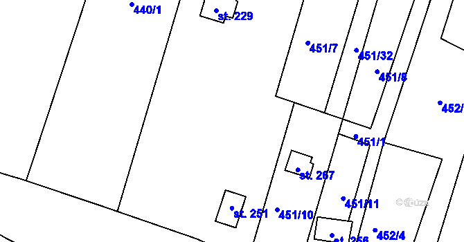 Parcela st. 451/20 v KÚ Javorník u Svitav, Katastrální mapa