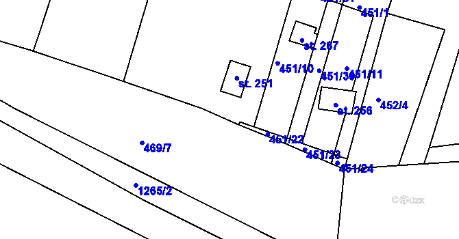 Parcela st. 451/21 v KÚ Javorník u Svitav, Katastrální mapa