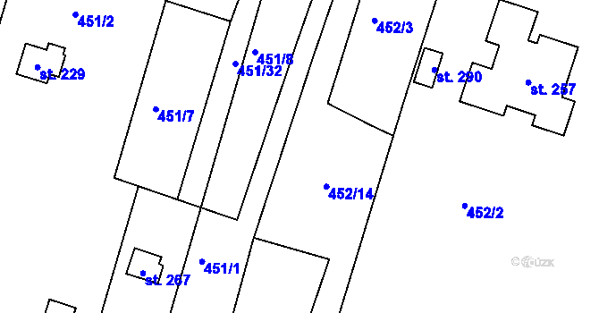 Parcela st. 452/11 v KÚ Javorník u Svitav, Katastrální mapa