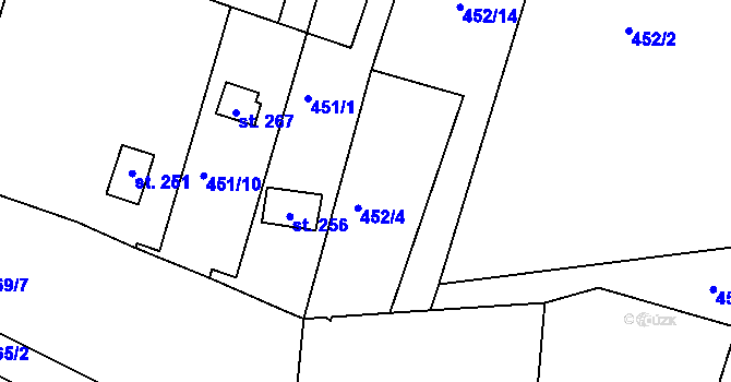 Parcela st. 452/13 v KÚ Javorník u Svitav, Katastrální mapa