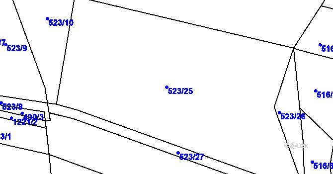 Parcela st. 523/25 v KÚ Javorník u Svitav, Katastrální mapa