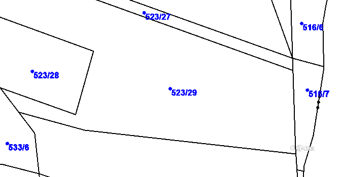 Parcela st. 523/29 v KÚ Javorník u Svitav, Katastrální mapa