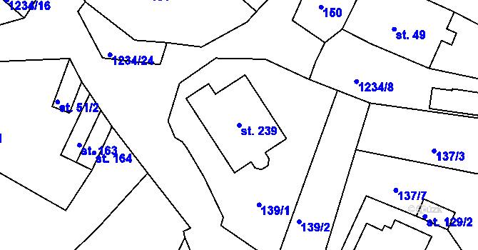 Parcela st. 239 v KÚ Javorník u Svitav, Katastrální mapa