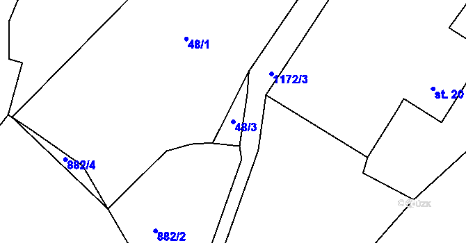 Parcela st. 48/3 v KÚ Javorník u Svitav, Katastrální mapa