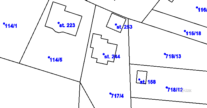Parcela st. 244 v KÚ Javorník u Svitav, Katastrální mapa