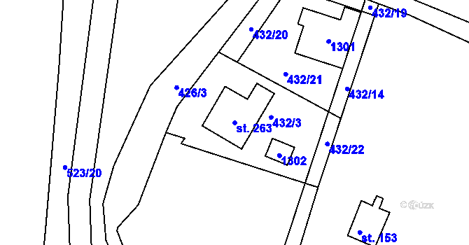 Parcela st. 263 v KÚ Javorník u Svitav, Katastrální mapa