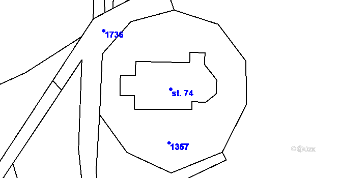 Parcela st. 74 v KÚ Javorník v Krkonoších, Katastrální mapa