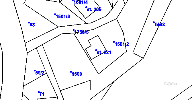 Parcela st. 221 v KÚ Javorník v Krkonoších, Katastrální mapa