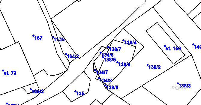 Parcela st. 134/6 v KÚ Javorník u Vysokého Mýta, Katastrální mapa
