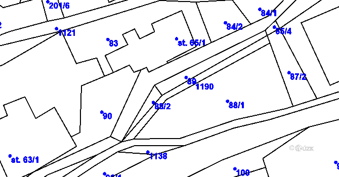 Parcela st. 65/2 v KÚ Javorník u Vysokého Mýta, Katastrální mapa