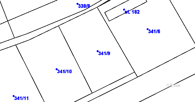 Parcela st. 341/9 v KÚ Javorník u Vysokého Mýta, Katastrální mapa