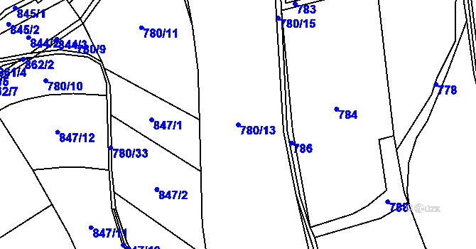 Parcela st. 780/13 v KÚ Javorník u Vysokého Mýta, Katastrální mapa