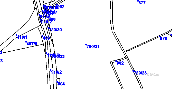 Parcela st. 780/31 v KÚ Javorník u Vysokého Mýta, Katastrální mapa