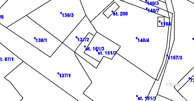Parcela st. 151/2 v KÚ Javorník u Vysokého Mýta, Katastrální mapa