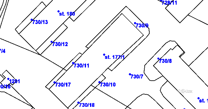 Parcela st. 177/1 v KÚ Javorník u Vysokého Mýta, Katastrální mapa