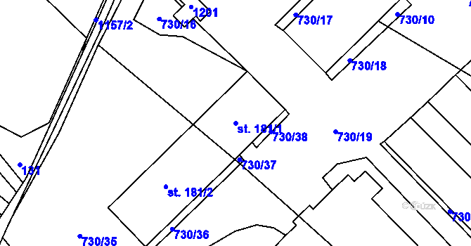 Parcela st. 181/1 v KÚ Javorník u Vysokého Mýta, Katastrální mapa