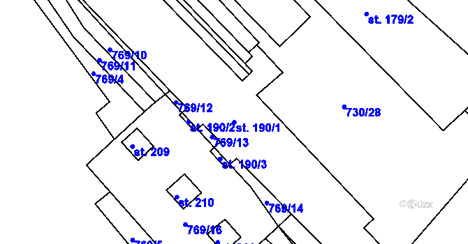 Parcela st. 190/1 v KÚ Javorník u Vysokého Mýta, Katastrální mapa