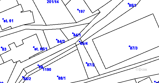 Parcela st. 85/4 v KÚ Javorník u Vysokého Mýta, Katastrální mapa