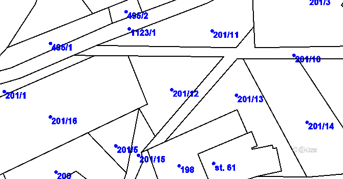 Parcela st. 201/12 v KÚ Javorník u Vysokého Mýta, Katastrální mapa