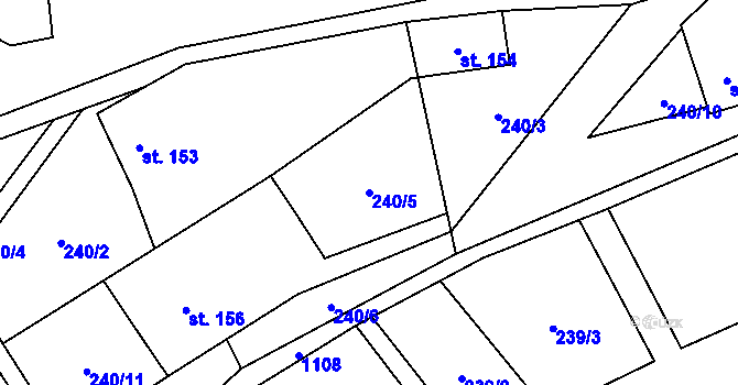 Parcela st. 240/5 v KÚ Javorník u Vysokého Mýta, Katastrální mapa