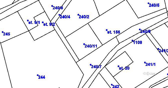 Parcela st. 240/11 v KÚ Javorník u Vysokého Mýta, Katastrální mapa