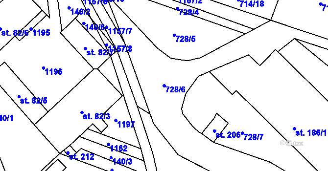 Parcela st. 728/6 v KÚ Javorník u Vysokého Mýta, Katastrální mapa