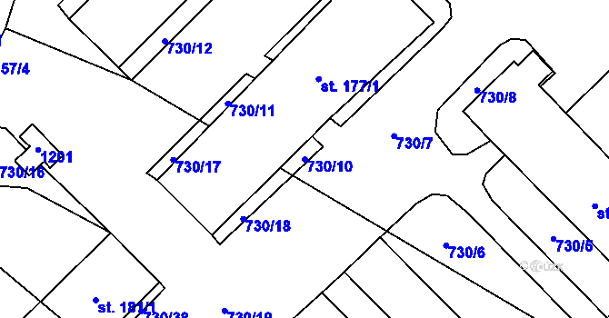 Parcela st. 730/10 v KÚ Javorník u Vysokého Mýta, Katastrální mapa