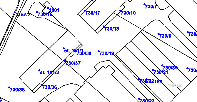 Parcela st. 730/19 v KÚ Javorník u Vysokého Mýta, Katastrální mapa