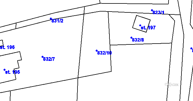 Parcela st. 832/10 v KÚ Javorník u Vysokého Mýta, Katastrální mapa