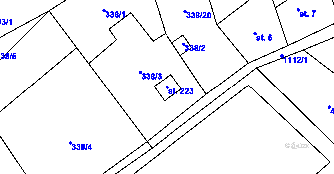 Parcela st. 223 v KÚ Javorník u Vysokého Mýta, Katastrální mapa