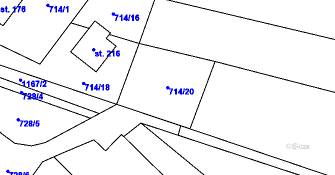 Parcela st. 714/20 v KÚ Javorník u Vysokého Mýta, Katastrální mapa