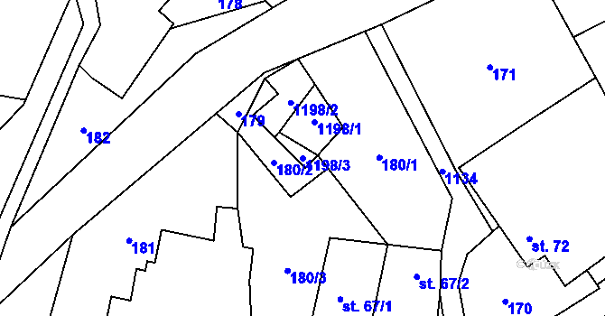 Parcela st. 1198/3 v KÚ Javorník u Vysokého Mýta, Katastrální mapa
