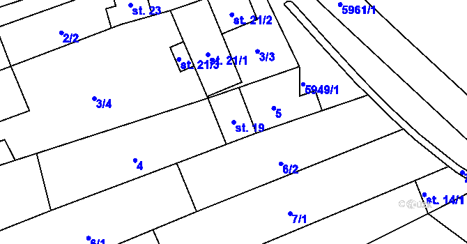 Parcela st. 19 v KÚ Javorník nad Veličkou, Katastrální mapa