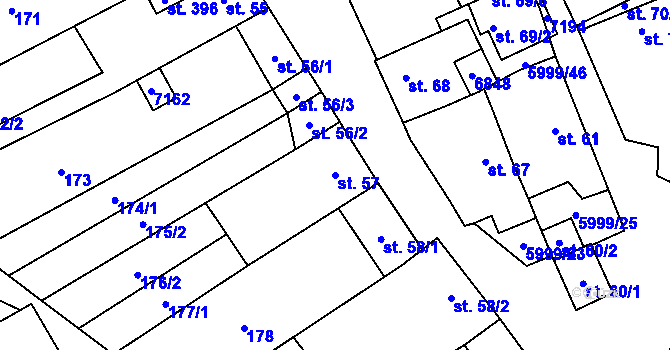 Parcela st. 57 v KÚ Javorník nad Veličkou, Katastrální mapa