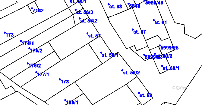 Parcela st. 58/1 v KÚ Javorník nad Veličkou, Katastrální mapa