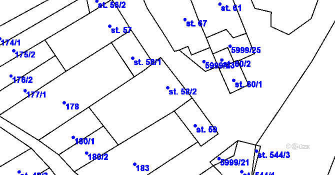 Parcela st. 58/2 v KÚ Javorník nad Veličkou, Katastrální mapa
