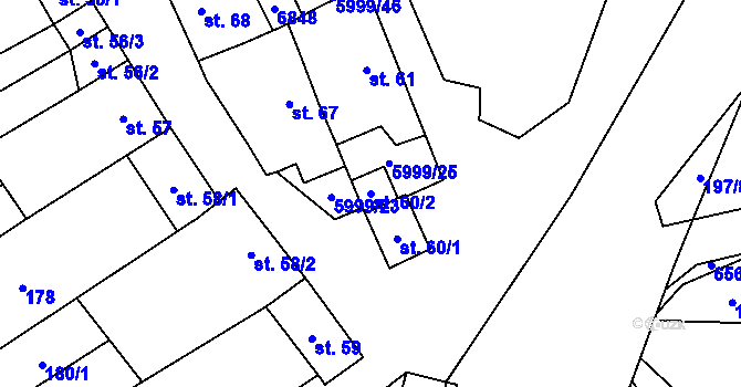 Parcela st. 60/2 v KÚ Javorník nad Veličkou, Katastrální mapa