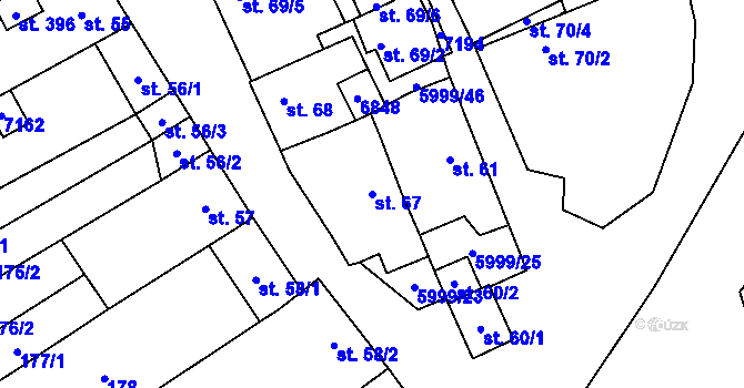 Parcela st. 67 v KÚ Javorník nad Veličkou, Katastrální mapa