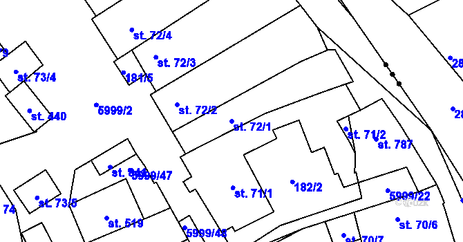 Parcela st. 72/1 v KÚ Javorník nad Veličkou, Katastrální mapa