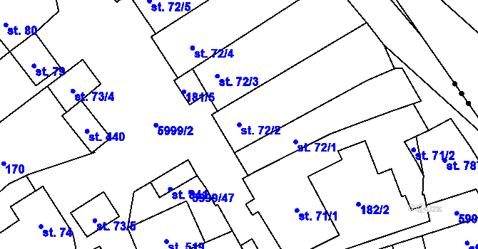 Parcela st. 72/2 v KÚ Javorník nad Veličkou, Katastrální mapa