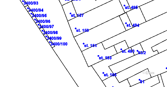 Parcela st. 161 v KÚ Javorník nad Veličkou, Katastrální mapa