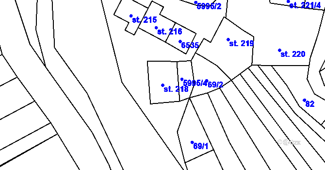 Parcela st. 218 v KÚ Javorník nad Veličkou, Katastrální mapa