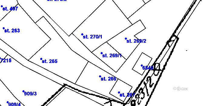 Parcela st. 269/1 v KÚ Javorník nad Veličkou, Katastrální mapa